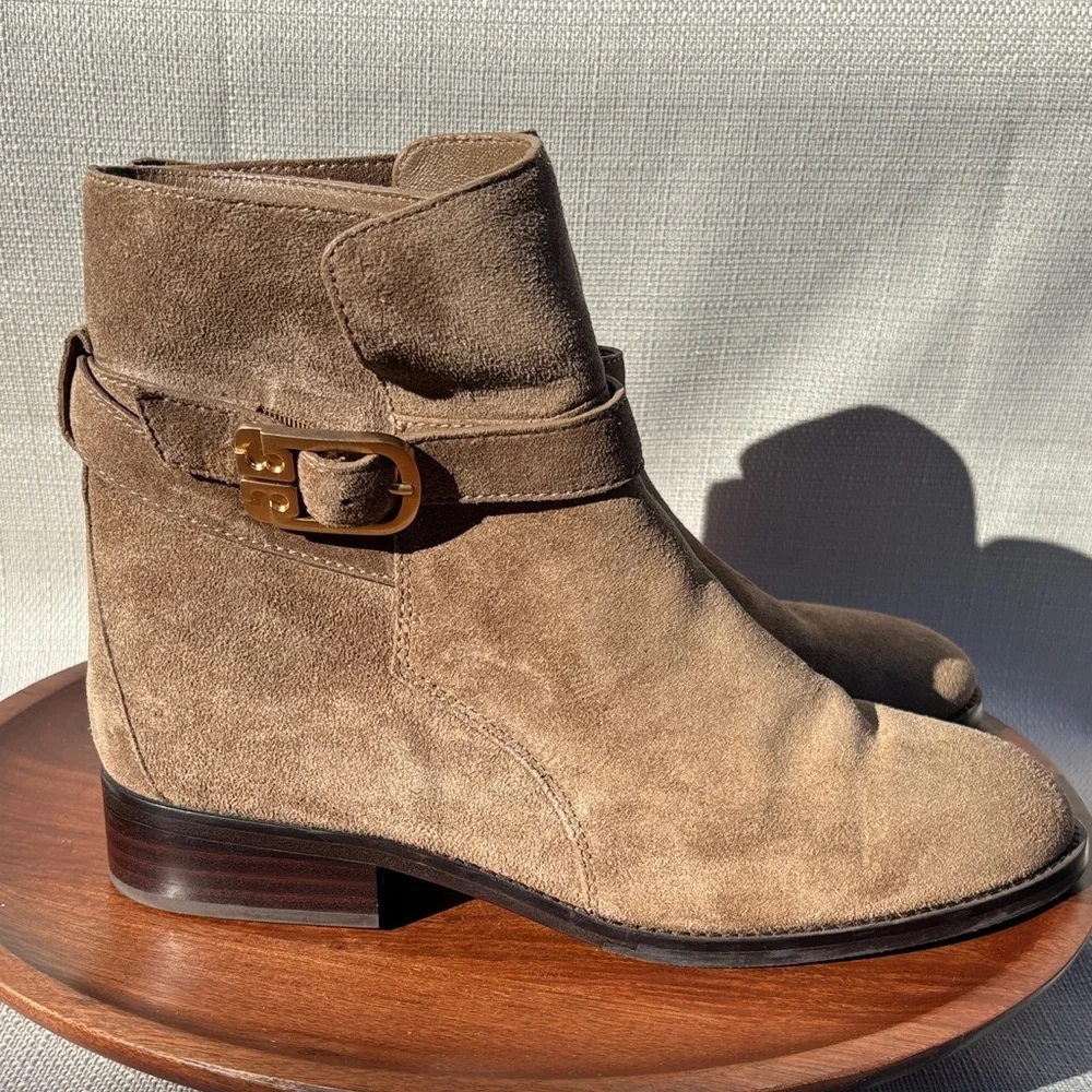 Tory Burch Women’s Brooke Ankle Bootie Tan Suede Sz 8